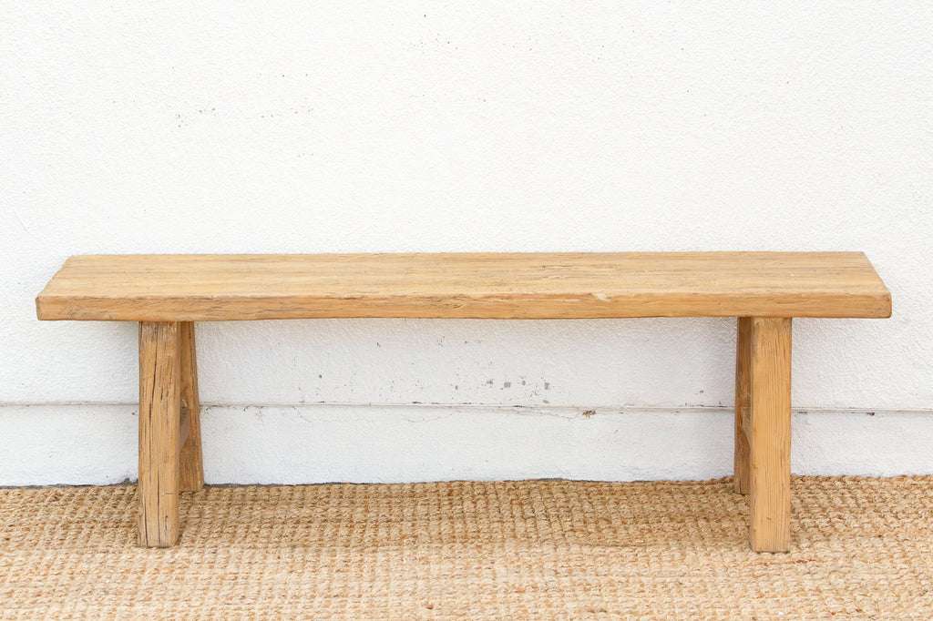 Artisanal Bleached Wood Robust Bench