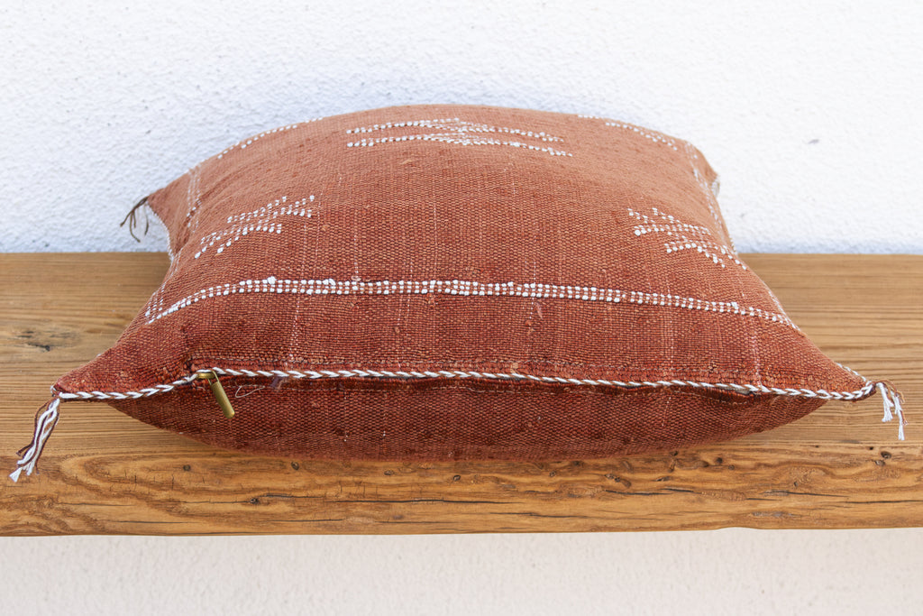 Terracotta Vertical Cactus Silk Moroccan Pillow (Trade)