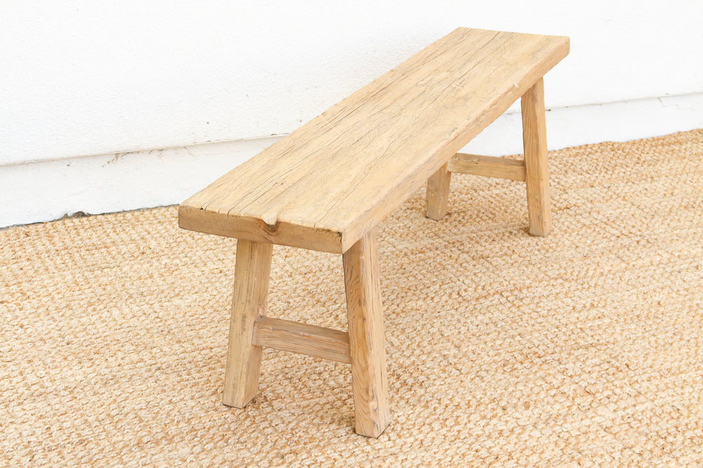 Artisanal Bleached Wood Robust Bench