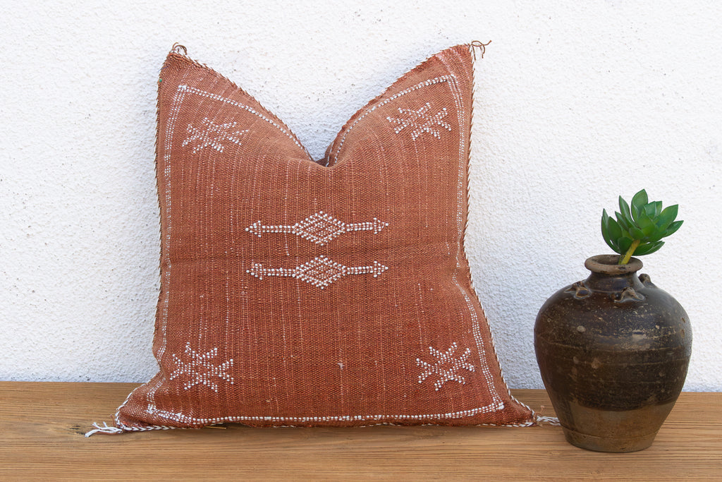 Rust Crossroads Cactus Silk Moroccan Pillow