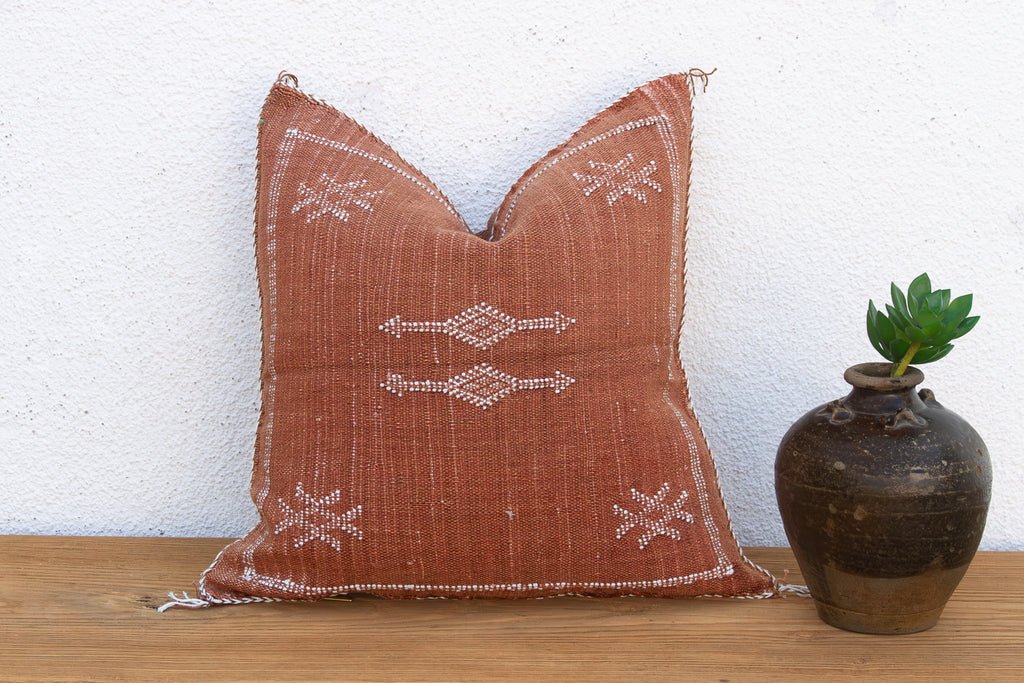 Rust Crossroads Cactus Silk Moroccan Pillow