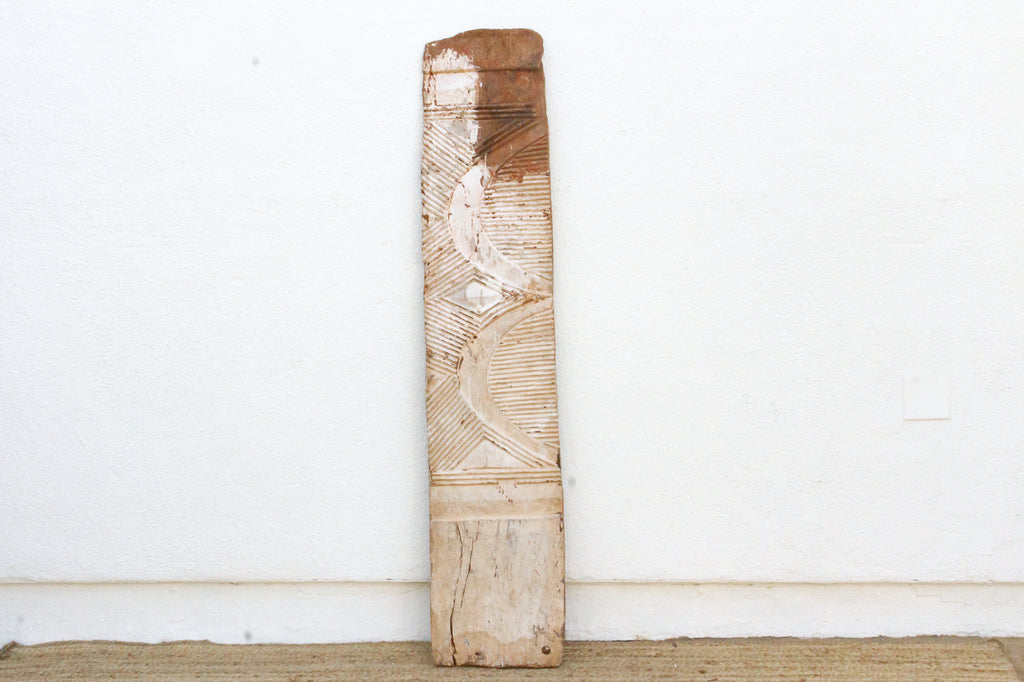 Antique African Igbo Carved Painted White Panel