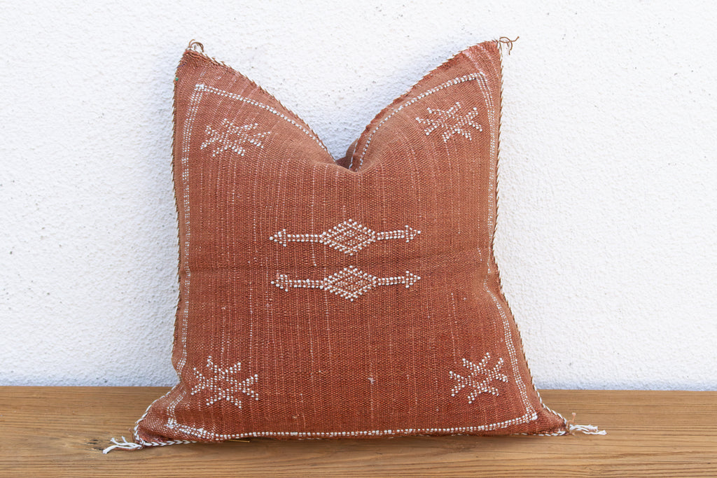 Rust Crossroads Cactus Silk Moroccan Pillow
