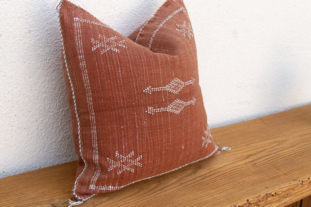 Rust Crossroads Cactus Silk Moroccan Pillow