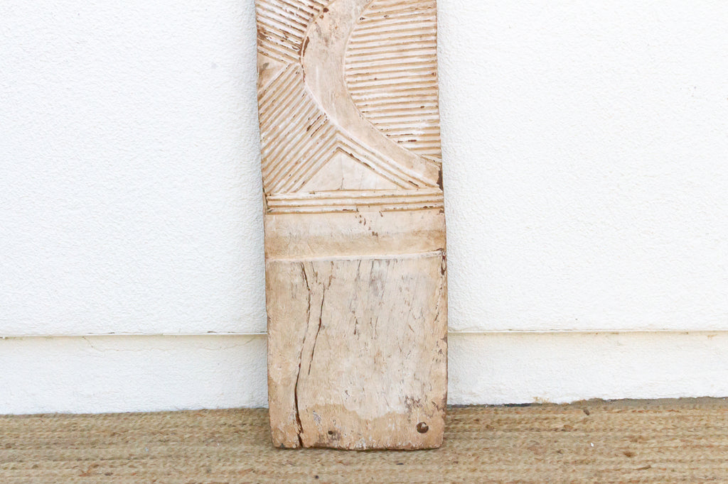 Antique African Igbo Carved Painted White Panel
