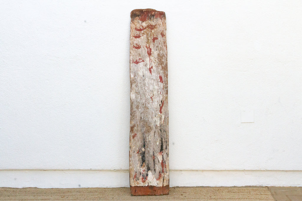 Antique African Igbo Carved Painted White Panel