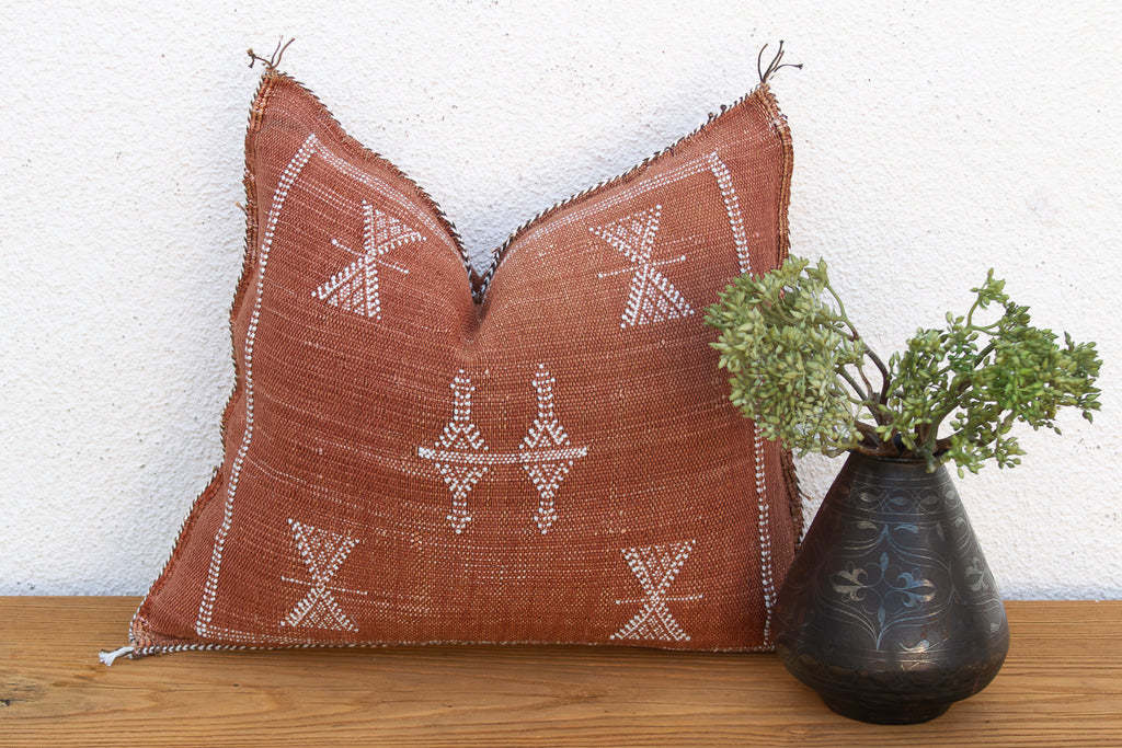 Rust Cascade Cactus Silk Moroccan Pillow