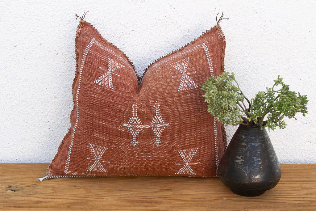 Rust Cascade Cactus Silk Moroccan Pillow