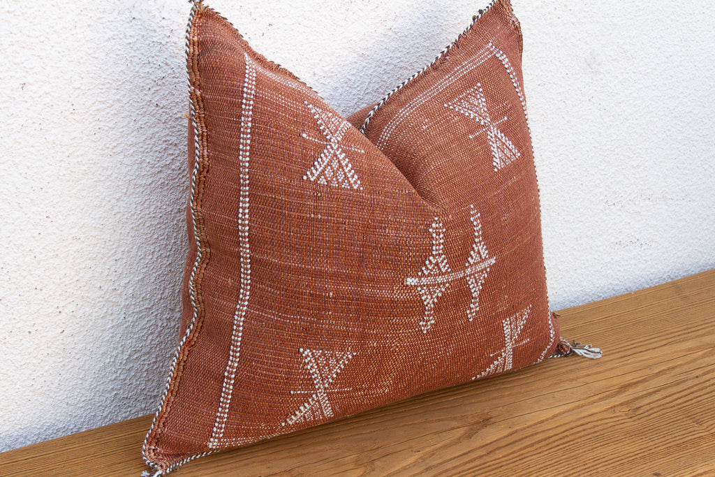 Rust Cascade Cactus Silk Moroccan Pillow