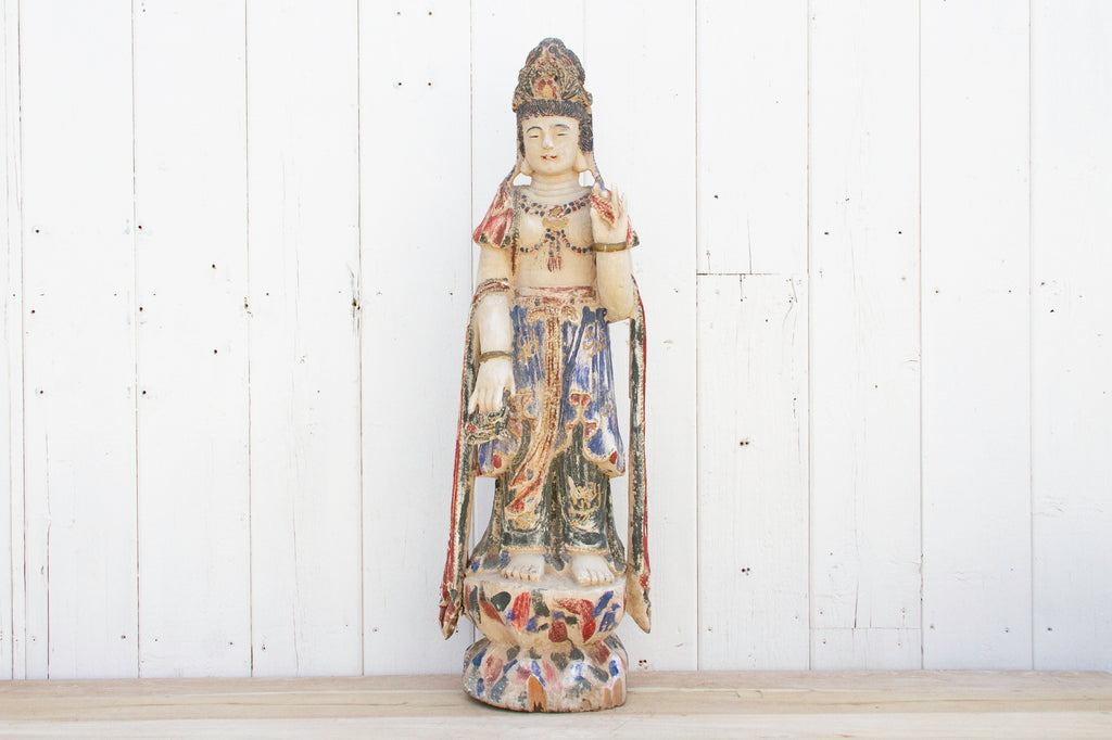Antique Finely Carved & Painted Chinese Statue (Trade)
