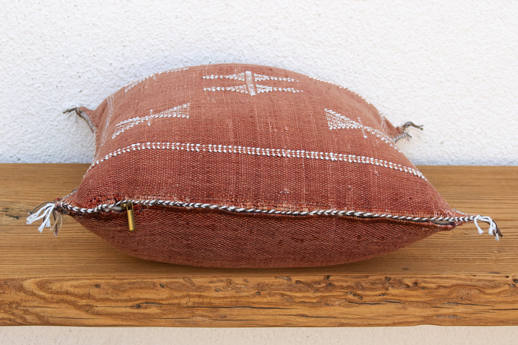 Rust Cascade Cactus Silk Moroccan Pillow