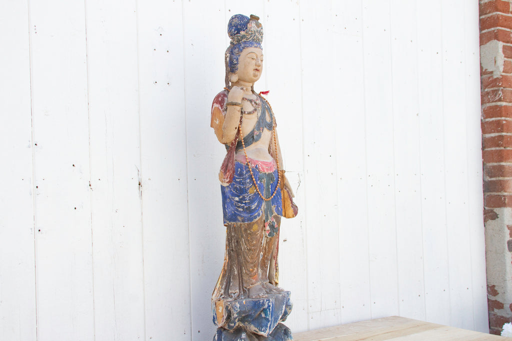 Antique Polychrome Quan-Yin Statue