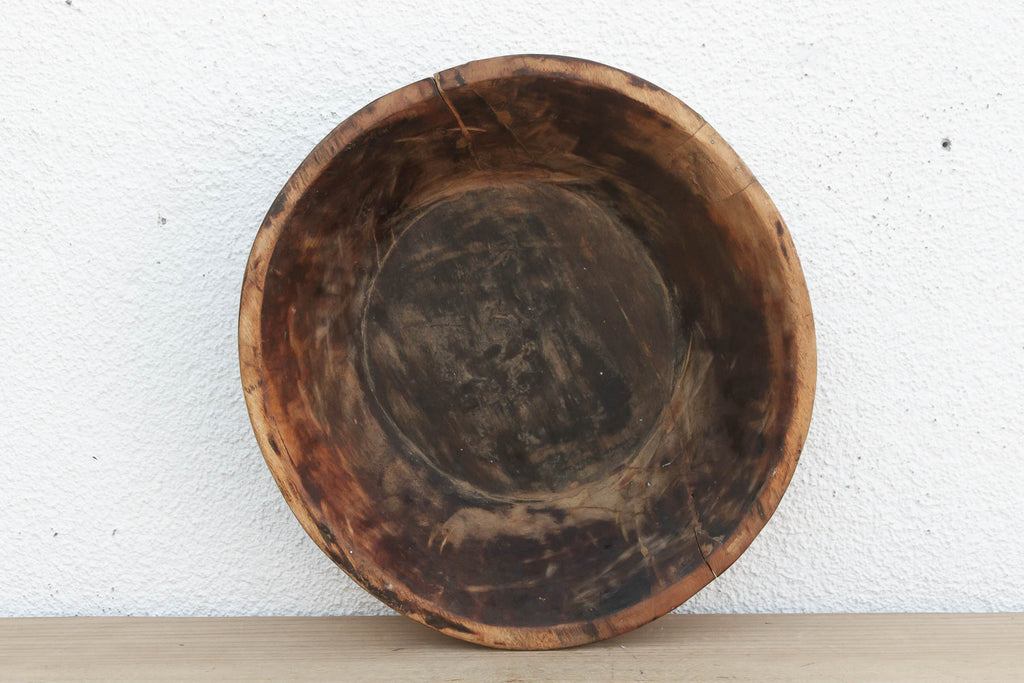 Antique Hand-Hewn Wooden Dough Bowl