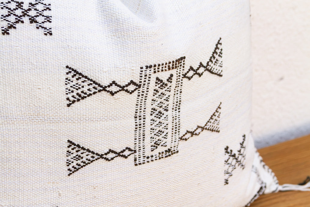 Frost White Cactus Silk Moroccan Pillow
