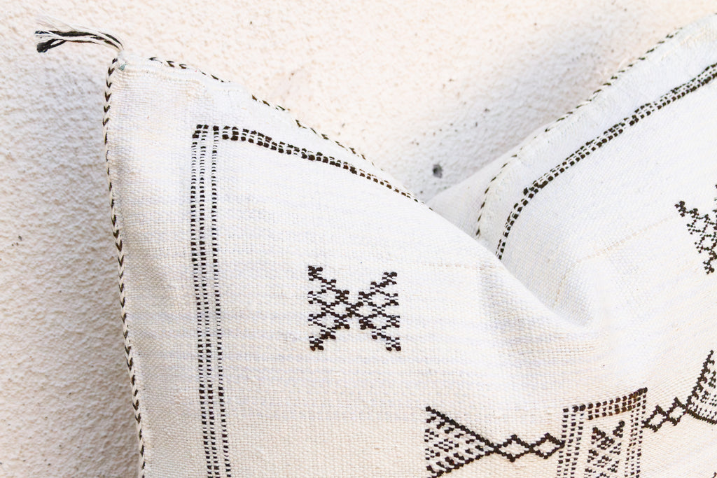 Frost White Cactus Silk Moroccan Pillow