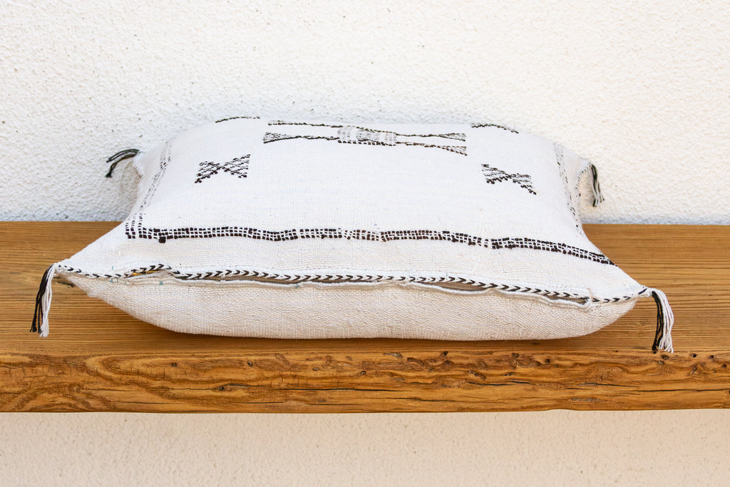 Frost White Cactus Silk Moroccan Pillow