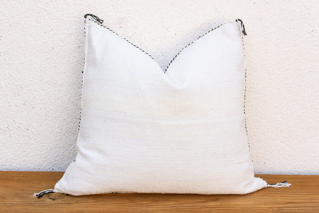 Frost White Cactus Silk Moroccan Pillow