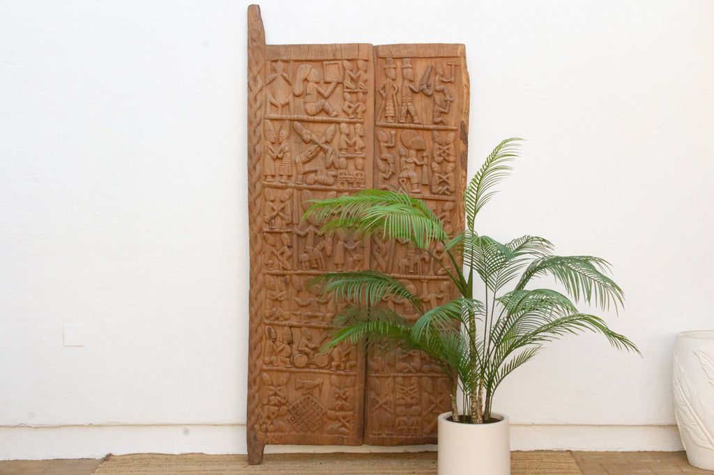 Grand Finely Carved Yoruba Panel Palace Door (Trade)