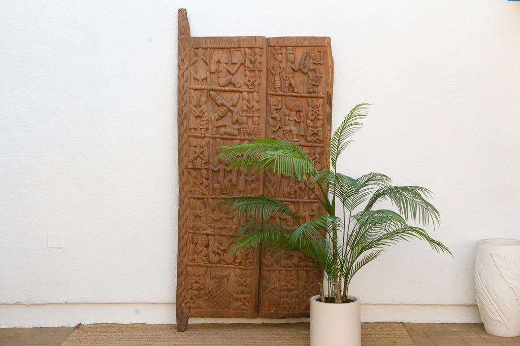 Grand Finely Carved Yoruba Panel Palace Door (Trade)