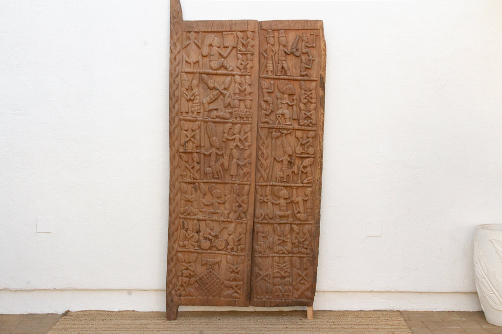 Grand Finely Carved Yoruba Panel Palace Door (Trade)