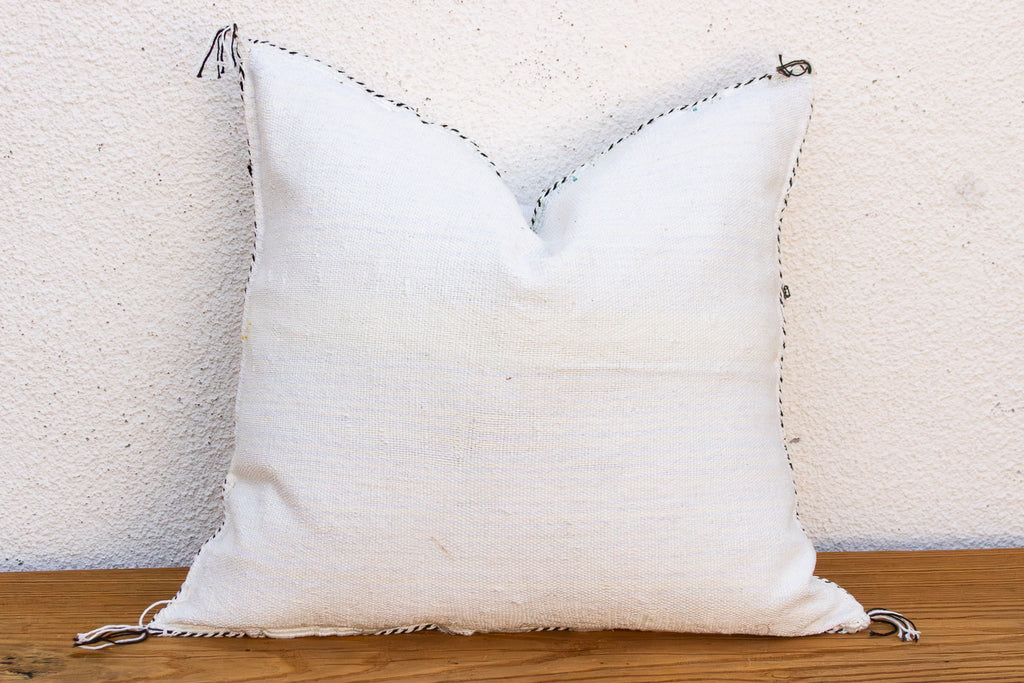 White & Charcoal Cactus Silk Moroccan Pillow