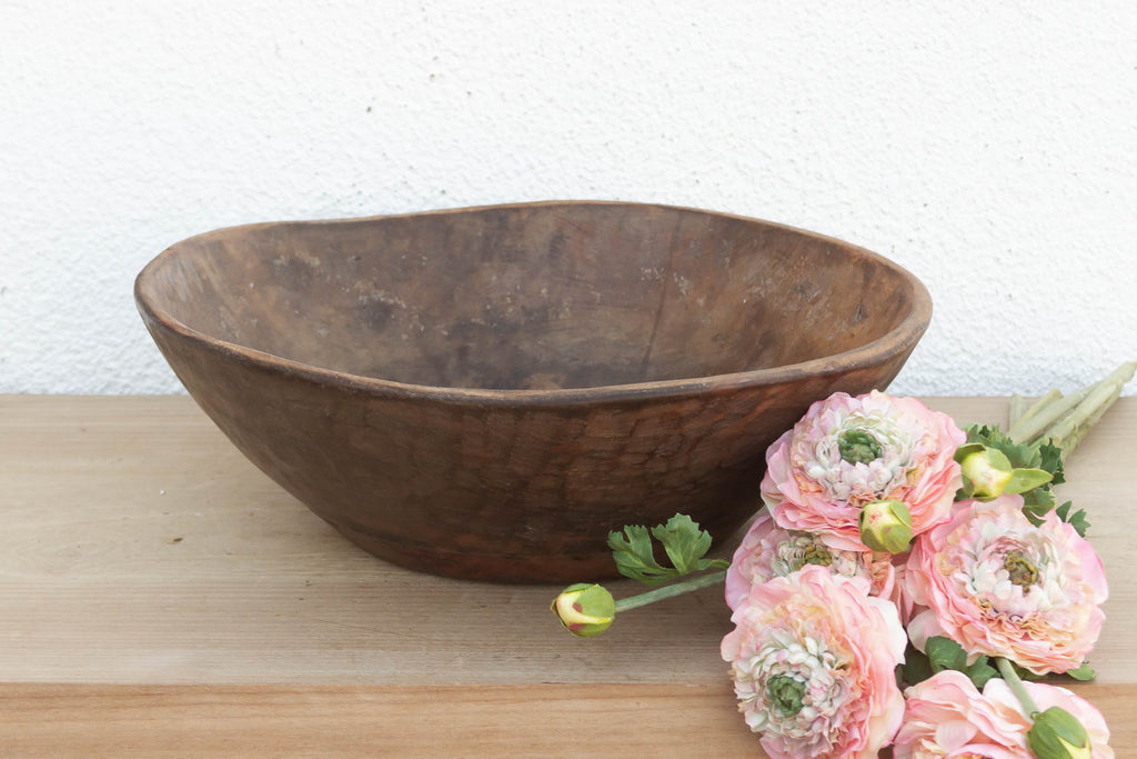 Antique Country Style Wooden Fruit Bowl