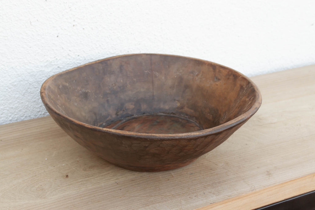 Antique Country Style Wooden Fruit Bowl