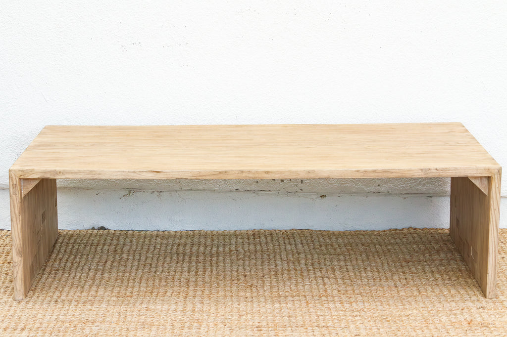 Japandi Waterfall Reclaimed Elm Coffee Table