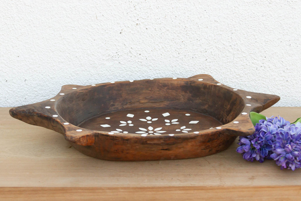 Vintage Faux Inlay Wood Centerpiece