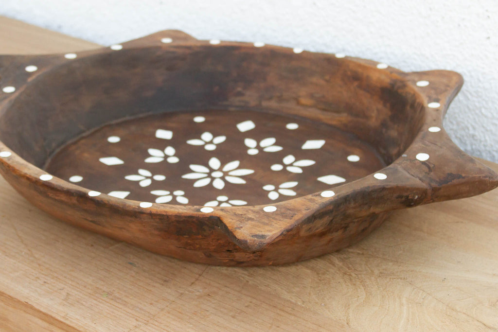 Vintage Faux Inlay Wood Centerpiece