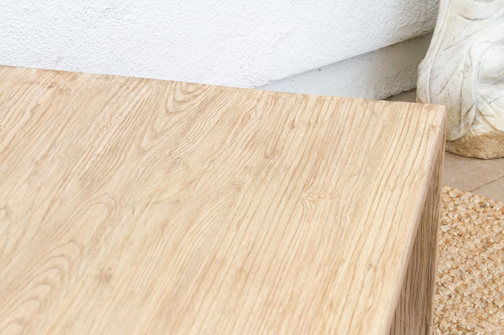 Japandi Waterfall Reclaimed Elm Coffee Table