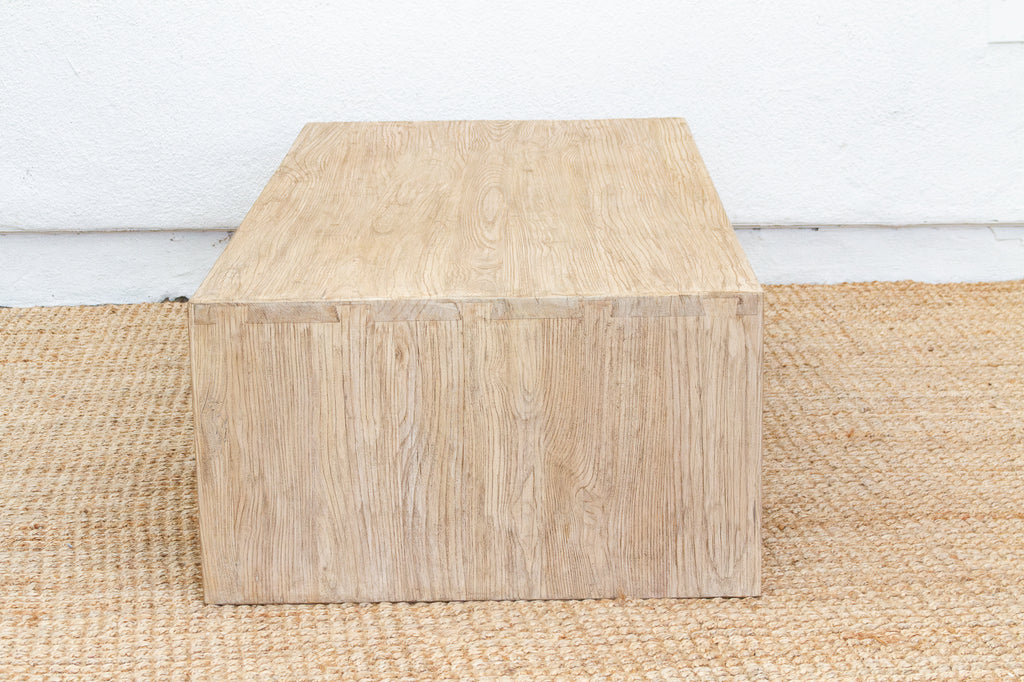Japandi Waterfall Reclaimed Elm Coffee Table