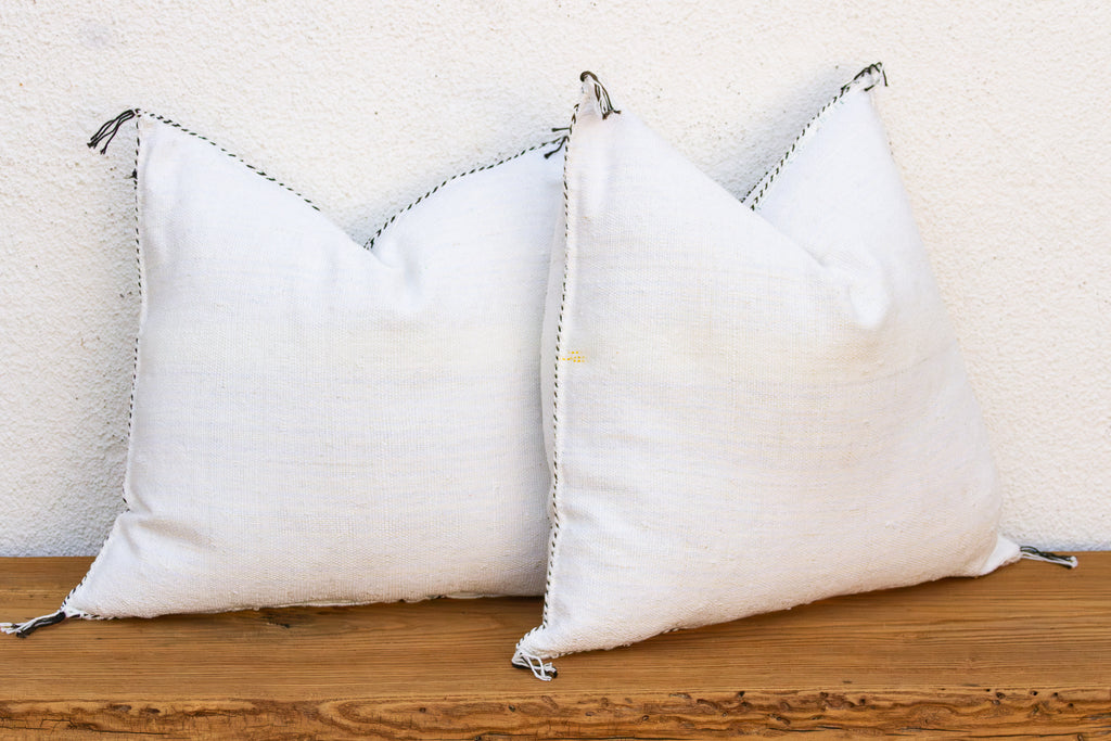 Pair of Charcoal Trail Cactus Silk Moroccan Pillows (Trade)