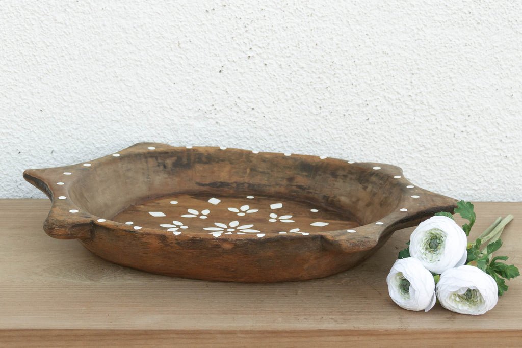 Boho Chic Wooden Painted Bowl