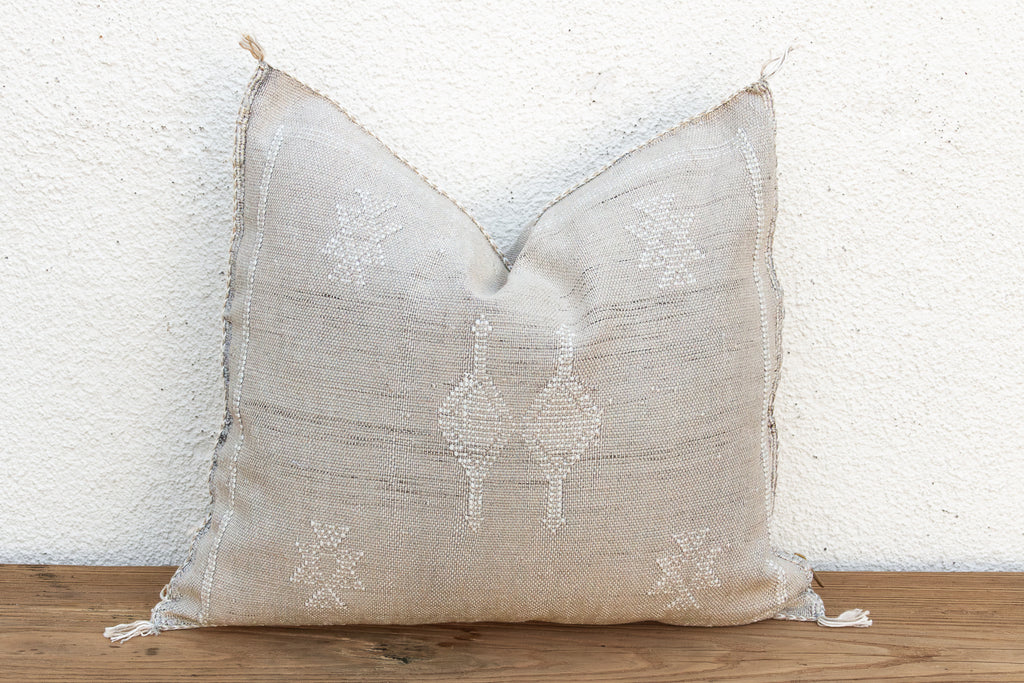 Linen Chevron Cactus Silk Moroccan Pillow