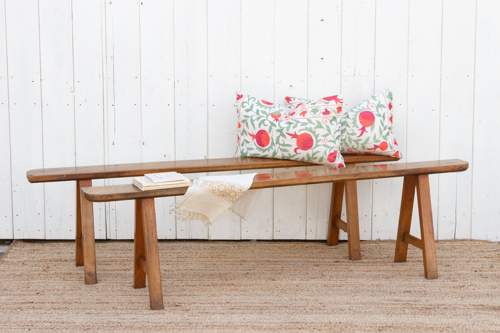 Pair of Antique French Fruitwood Benches