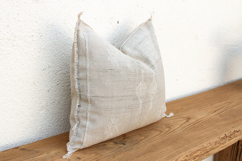 Linen Chevron Cactus Silk Moroccan Pillow
