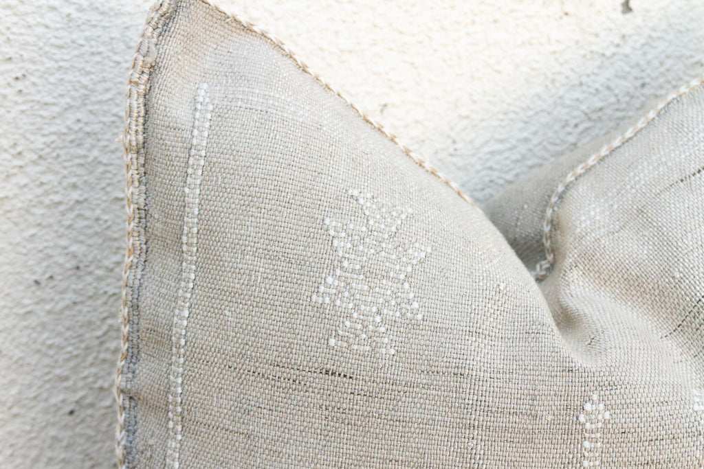 Linen Chevron Cactus Silk Moroccan Pillow