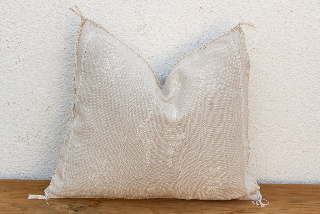 Linen Cross Diamond Cactus Silk Moroccan Pillow