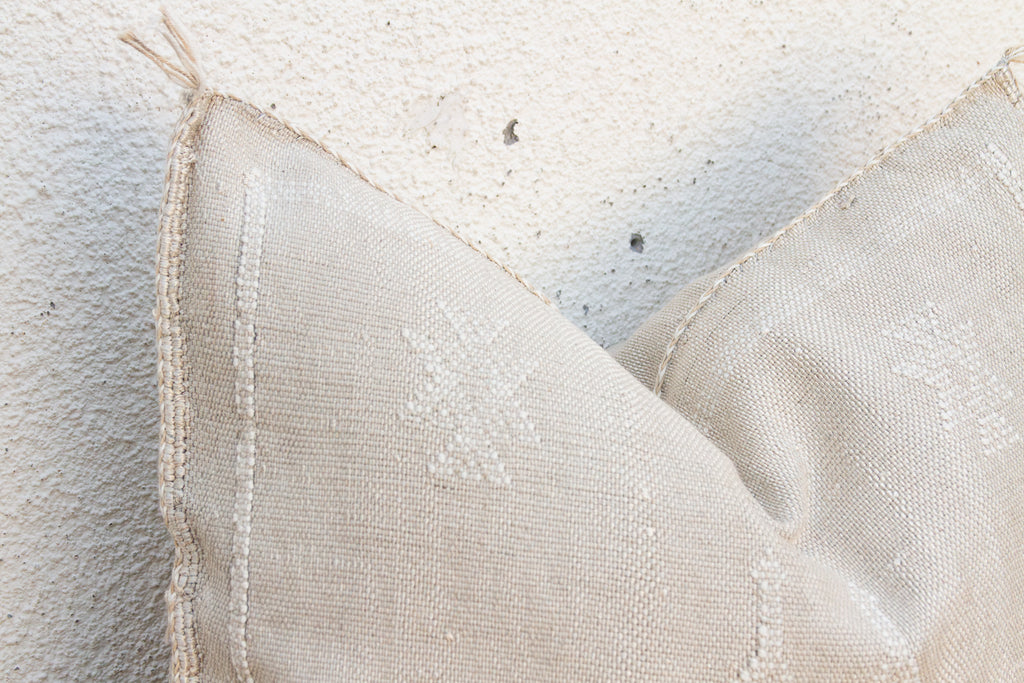 Linen Cross Diamond Cactus Silk Moroccan Pillow