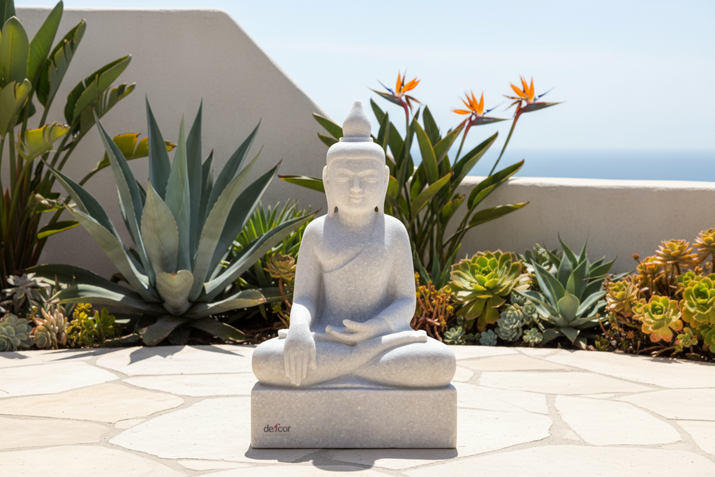 Tall White Marble Burmese Buddha
