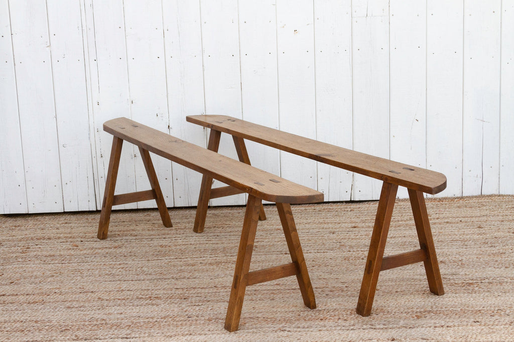 Bench Trade Pair of French Farmhouse Oak Benches (Trade)– DE-COR | Globally Inspired