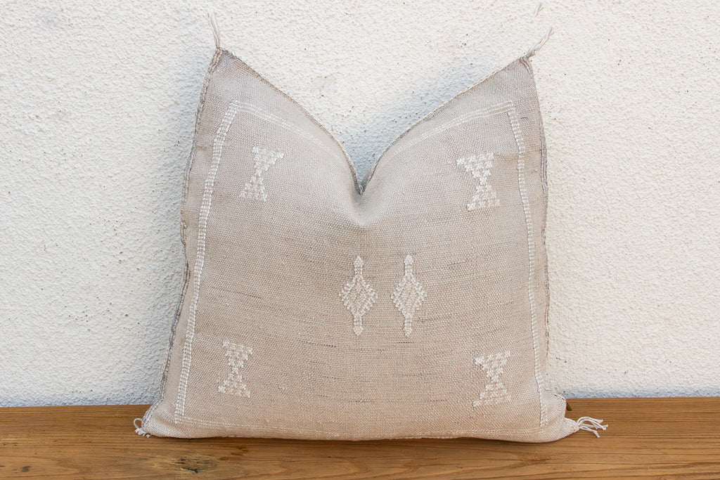 Linen Geometric Band Cactus Silk Moroccan Pillow