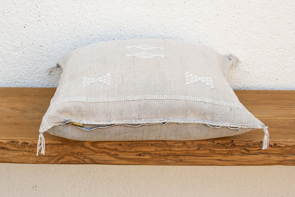 Linen Geometric Band Cactus Silk Moroccan Pillow
