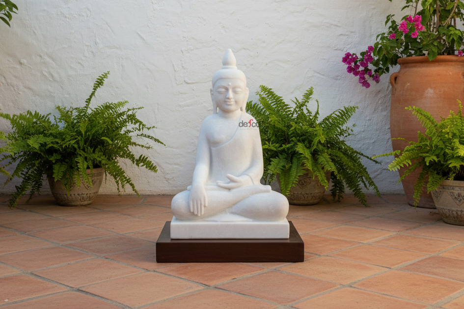 Handcarved Marble Burmese Meditating Buddha