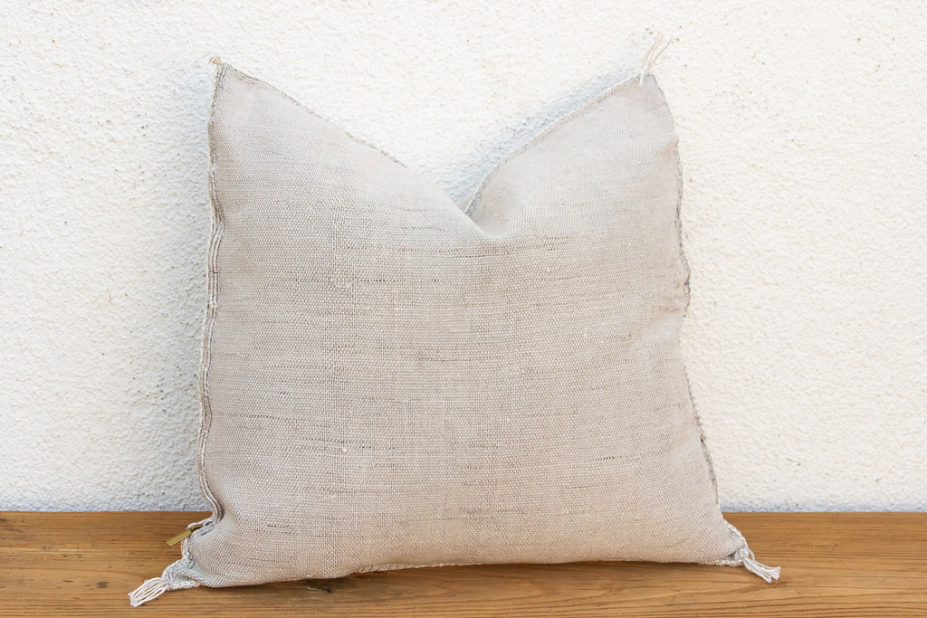 Linen Geometric Band Cactus Silk Moroccan Pillow