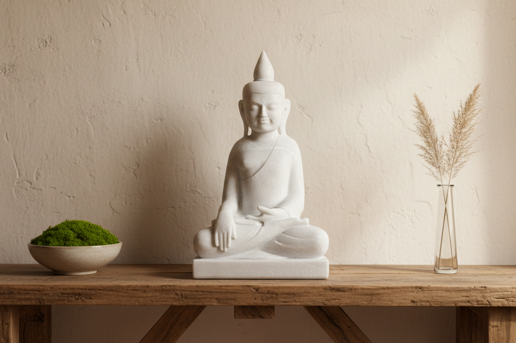 Pure White Modern Burmese Buddha