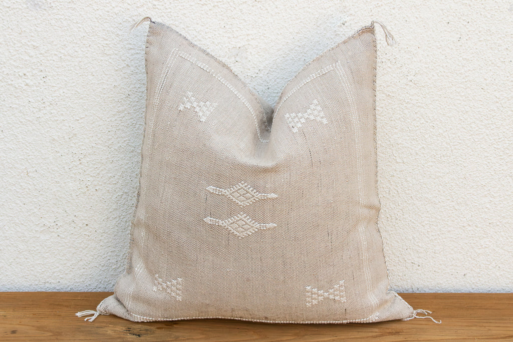 Grey Mist Diamond Cactus Silk Moroccan Pillow