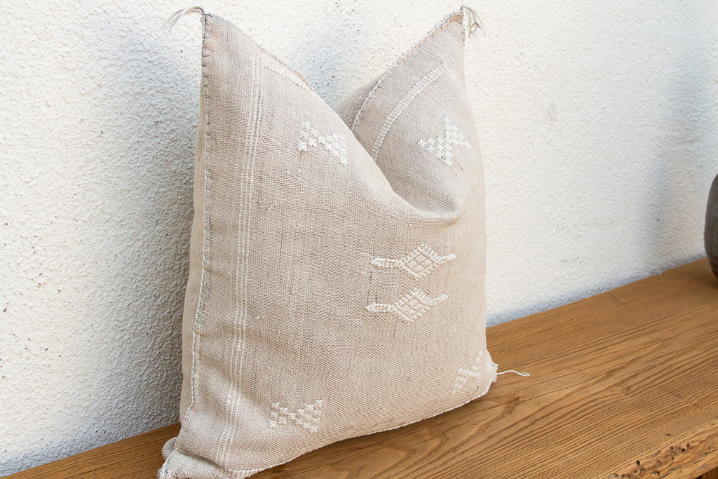 Grey Mist Diamond Cactus Silk Moroccan Pillow