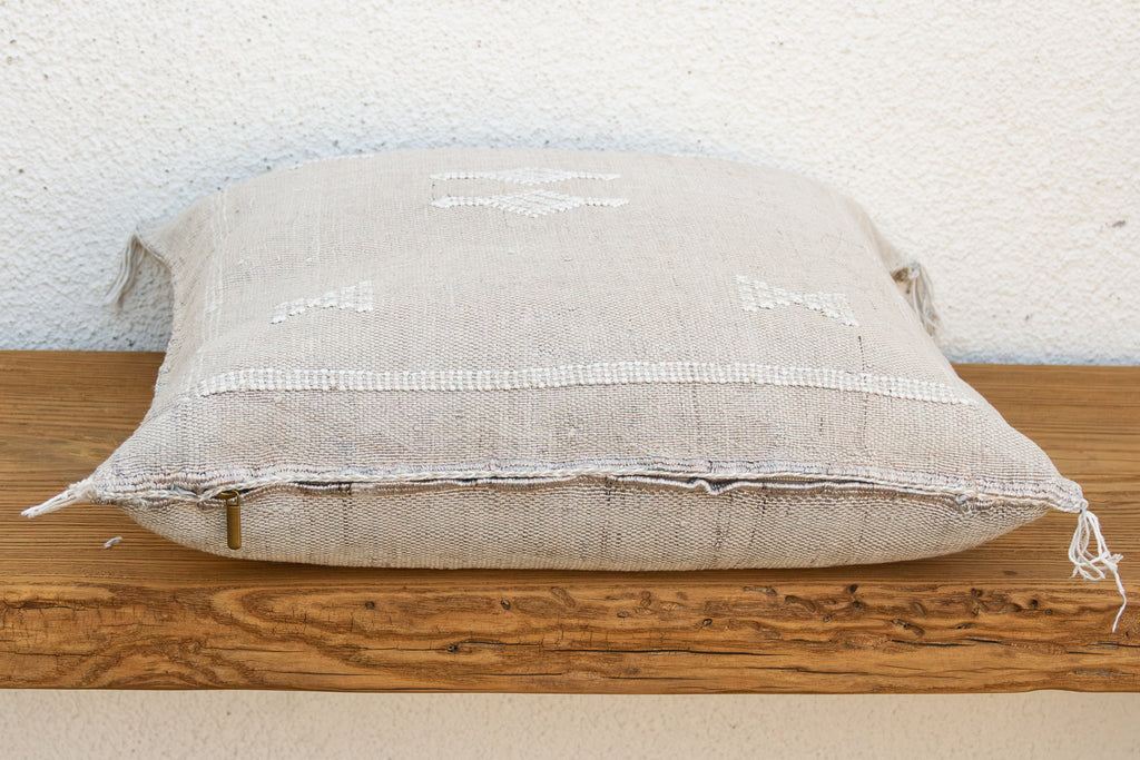 Grey Mist Diamond Cactus Silk Moroccan Pillow